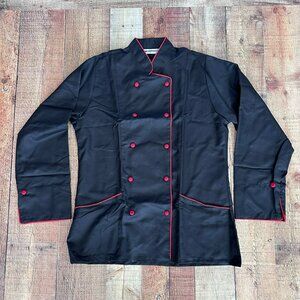 Uniformates black and red chef uniform longsleeve shirt women's large